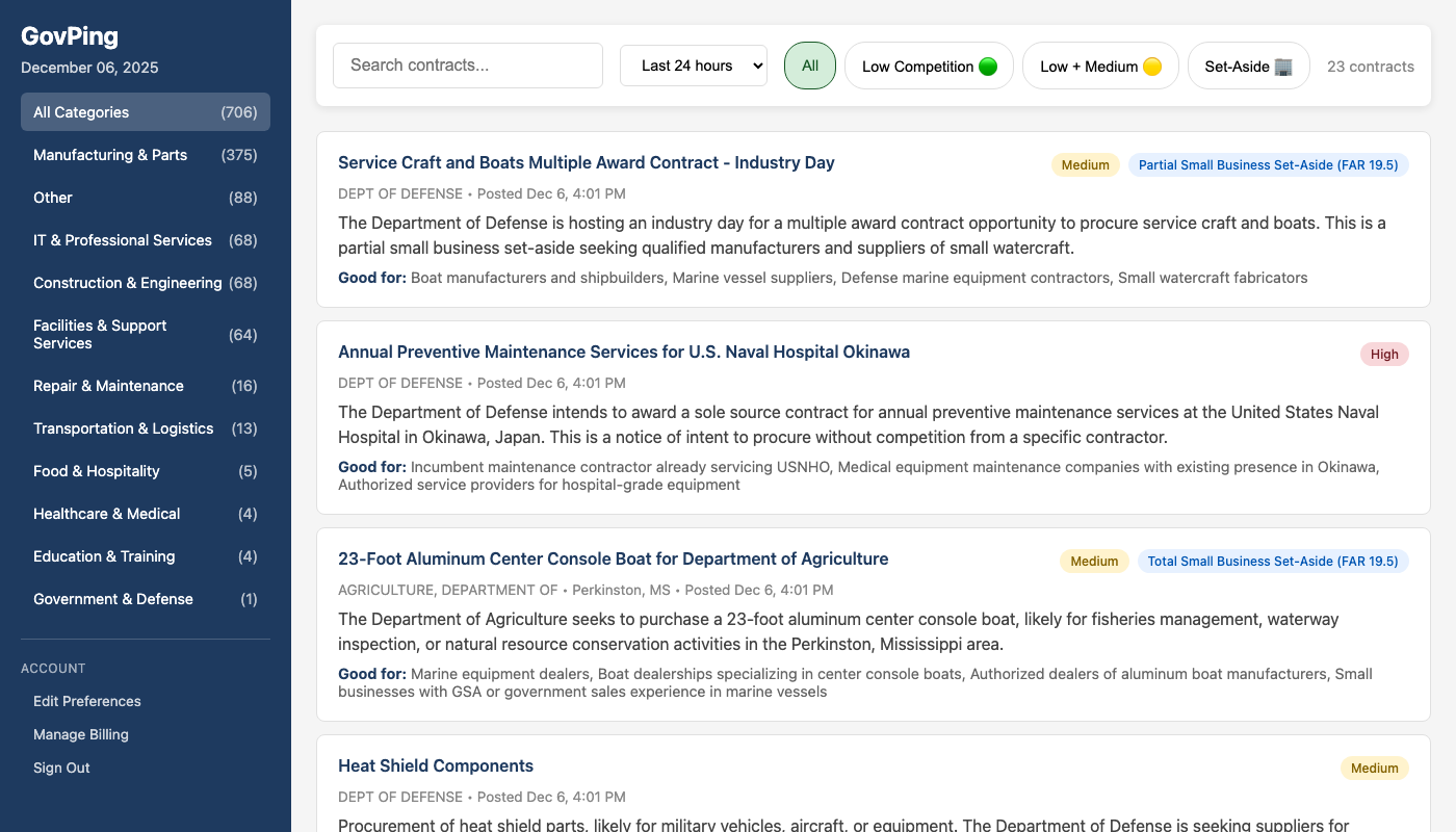 GovPing contract browser